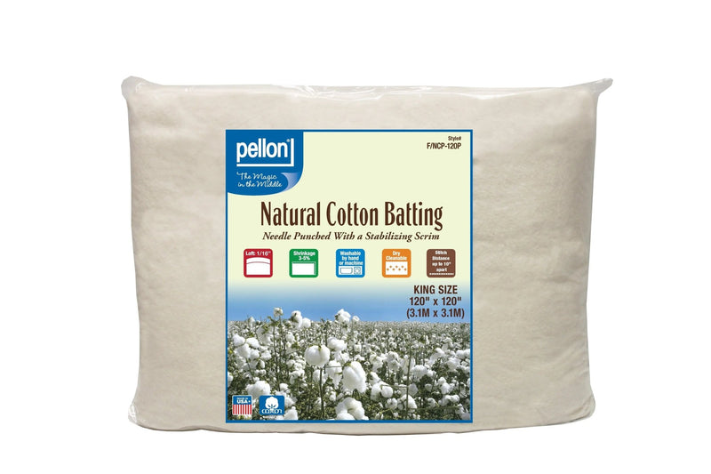 Pellon® Natural Cotton Batting With Scrim 120" x 120" King Size Package - Choice FabricsPDS-DSFNCP120