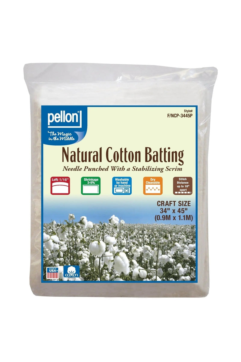 Pellon® Natural Cotton Batting With Scrim 34" x 45" Craft Size Package. - Choice FabricsPDS-DSFNCP3445