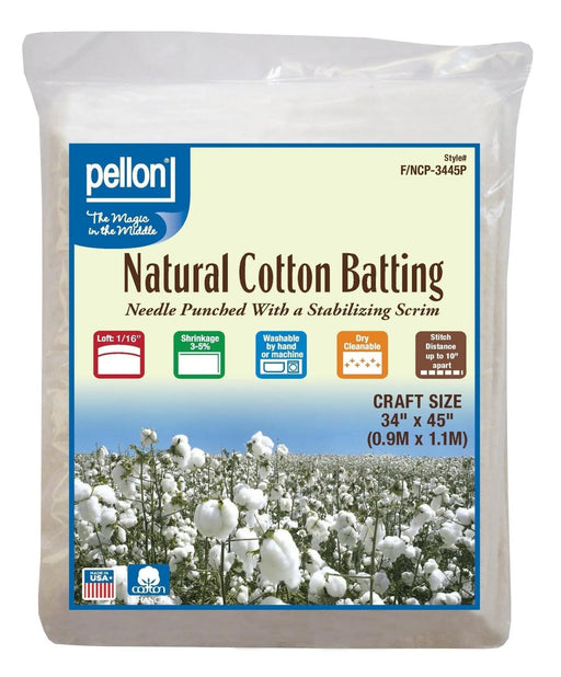 Pellon® Natural Cotton Batting With Scrim – 34" x 45" Craft Size Package - Choice FabricsDSFNCP3445