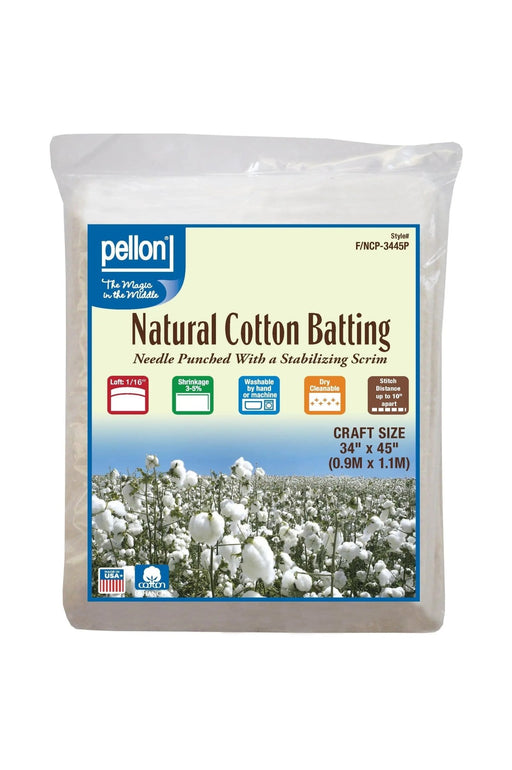 Pellon® Natural Cotton Batting With Scrim 34" x 45" Craft Size Package. - Choice FabricsPDS-DSFNCP3445