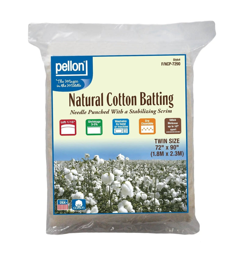 Pellon® Natural Cotton Batting With Scrim 72" x 90" Twin Size Package - Choice FabricsPDS-DSFNCP7290