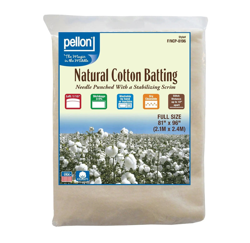 Pellon® Natural Cotton Batting With Scrim 81" x 96" Full Size Package - Choice FabricsPDS-DSFNCP8196