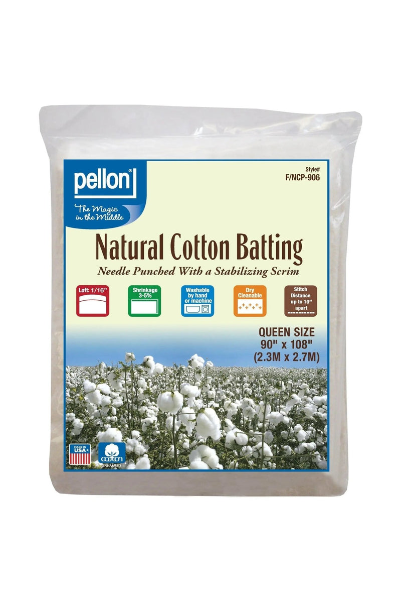 Pellon® Natural Cotton Batting With Scrim 90" x 108" Queen Size Package - Choice FabricsPDS-DSFNCP906