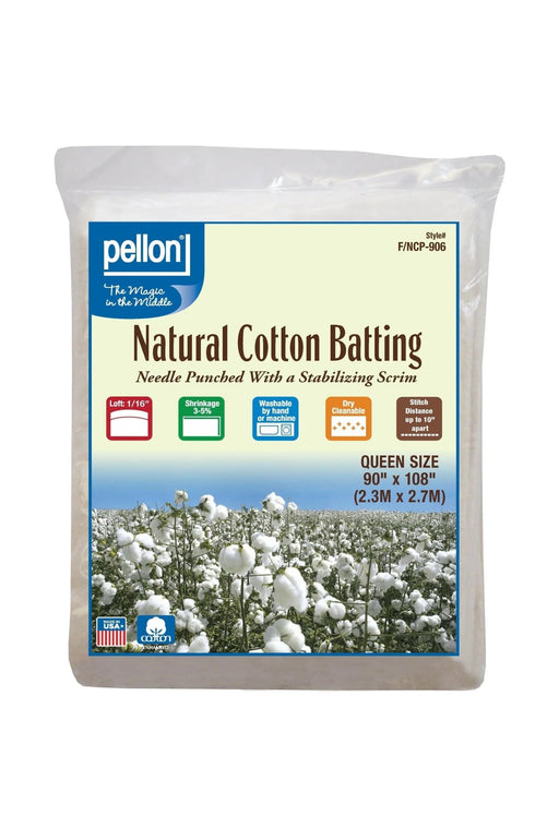 Pellon® Natural Cotton Batting With Scrim 90" x 108" Queen Size Package. - Choice FabricsPDS-DSFNCP906