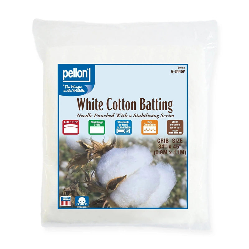 Pellon® White Cotton Batting With Scrim 34" x 45" Craft Size Package - Choice FabricsPDS-DSG3445P