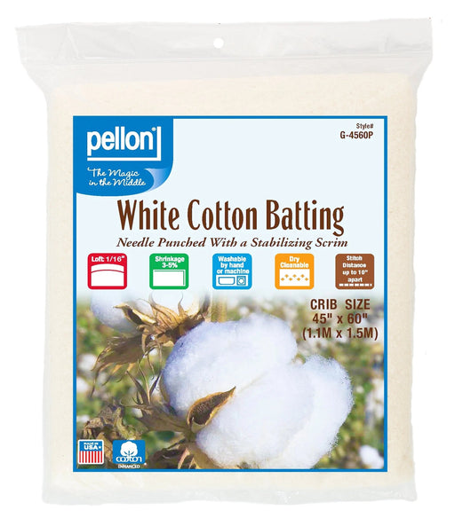 Pellon® White Cotton Batting With Scrim 45" x 60" Crib Size Package - Choice FabricsPDS-DSG4560P