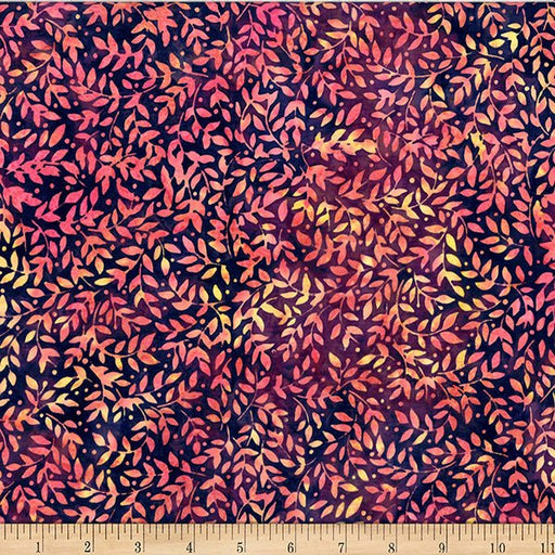 Persimmon Bali Batik Packed Leaves Cotton 44"/45" Fabric Per Yard - Choice FabricsX2636-89-PERSIMMON