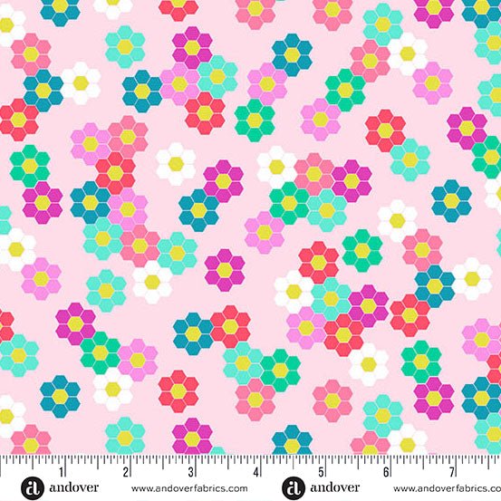 Petal Hexie Garden Color Pop Playground Cotton 44"/45" Fabric Per Yard - Choice FabricsA-1692-E