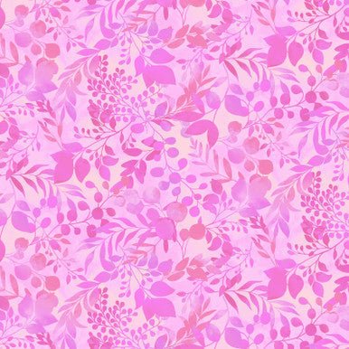Pink Fern & Foliage Blissful Blooms Cotton 43"/44" Fabric Per Yard - Choice FabricsHEG-3570-22