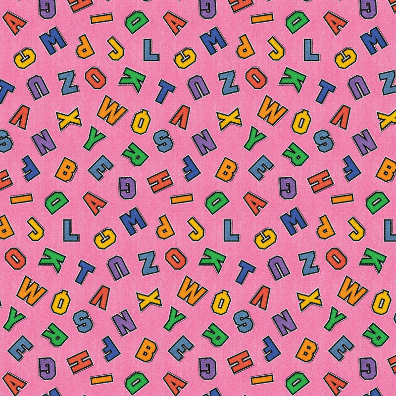 Pink Patch Perfect Alphabet Toss Cotton 43"/44" Fabric Per Yard - Choice Fabrics120-26144