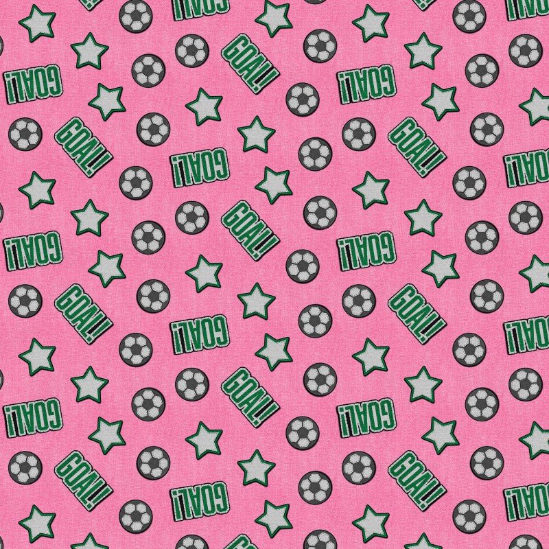 Pink Patch Perfect Soccer Cotton 43"/44" Fabric Per Yard - Choice Fabrics120-26138