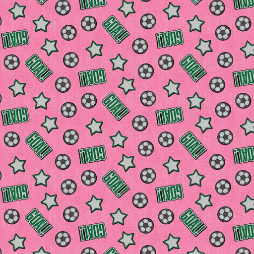 Pink Patch Perfect Soccer Cotton 43"/44" Fabric Per Yard - Choice Fabrics120-26138