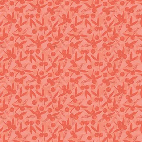 Salmon Dahlias at Dusk Leaf & Berries Silhouettes Cotton 44"/45" Fabric Per Yard - Choice Fabrics2600-31403-C