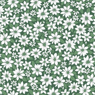 Poinsettia Green Merry Mix 43"/44" Cotton Fabric Per Yard - Choice FabricsMAS11114-G