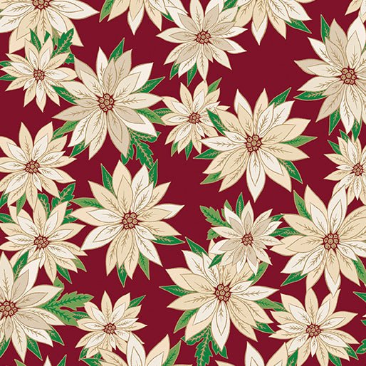 Poinsettias In Bloom Crimson Cotton 44"/45" Fabric Per Yard - Choice Fabrics15149M-19