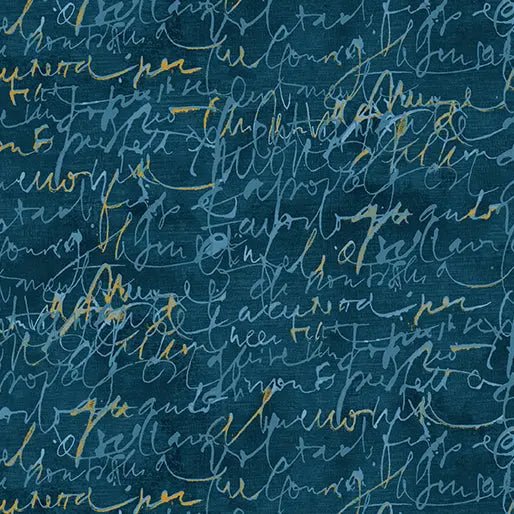 Prussian Fluidity Script Small Cotton 44/45" Fabric Per Yard - Choice Fabrics16751M-84