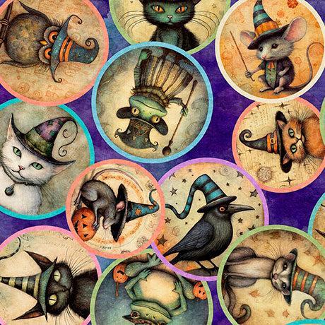 Purple Animal Witches Medallions Witchypoo Cotton 44"/45" Fabric Per Yard - Choice Fabrics2600-31935-V