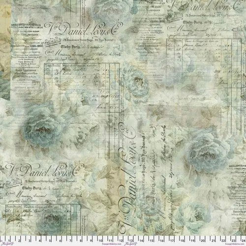 Natural Aqua Receipt Cotton Wideback Fabric per yard - Choice FabricsQBTH010.AQUA