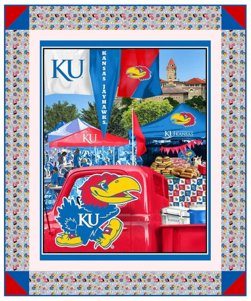 Kansas Jayhawks - Tailgate Panel - Quilt Kit - Choice FabricsKU-KIT-1