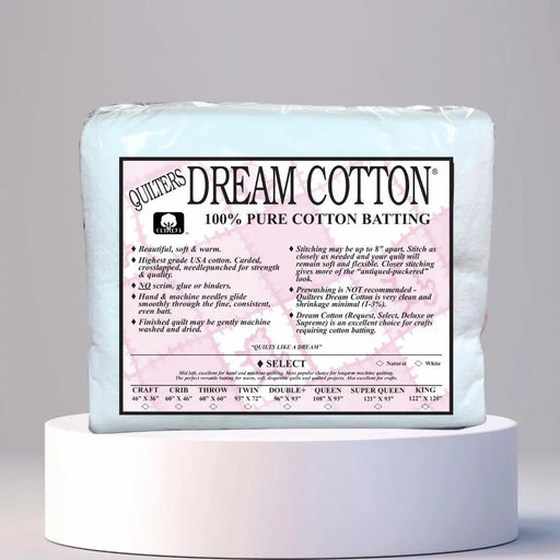 Quilters Dream Select White Cotton Batting - Choice FabricsW4TN