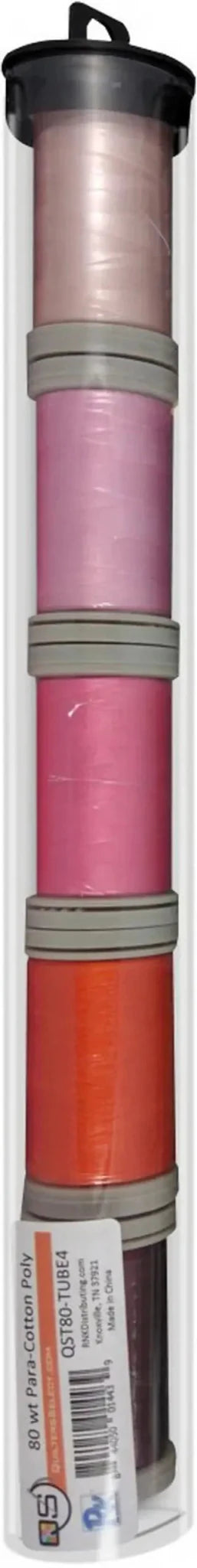 Quilters Select Thread - Tube of 5 colors 400M - PALE PEACH LIGHT PINK ROSETTA ORANGE CABERNET - Choice FabricsRNKDS-QST80-TUBE4