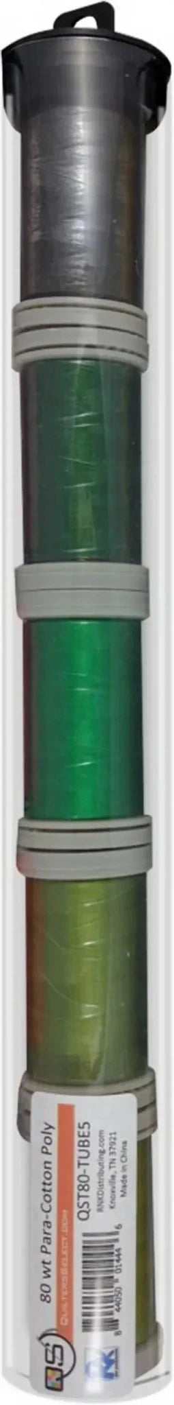 Quilters Select Thread - Tube of 5 colors 400M - MINERAL GREEN BEAN GREEN IRISH GREEN WREATH GREEN CLEVELAND - Choice FabricsRNKDS-QST80-TUBE5