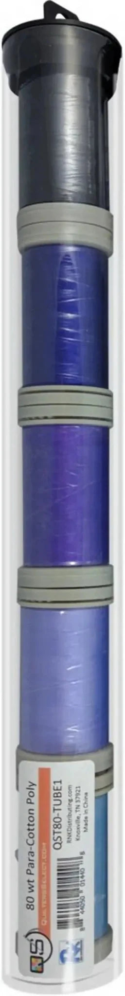 Quilters Select Thread - Tube of 5 colors 400M - LIGHT BLUE GEISHA DEEP IRIS DEEP VIOLET BLACK - Choice FabricsRNKDS-QST80-TUBE1