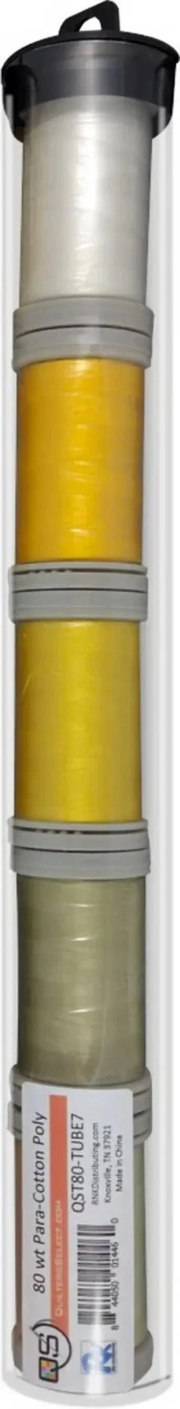 Quilters Select Thread - Tube of 5 colors 400M - OFF WHITE SANDSTONE ANGORA WHITE DANDELION GOLDENROD - Choice FabricsRNKDS-QST80-TUBE7
