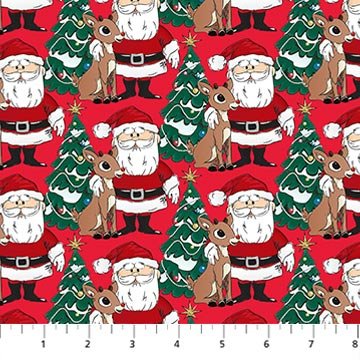Rudolph The Red-Nosed Reindeer Santa Red 44"/45" Cotton Fabric Per Yard - Choice FabricsRD1003-24
