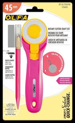 OLFA Quick-Change Rotary Cutter 45 mm Pink - Choice FabricsRTY2CSTCRPIK