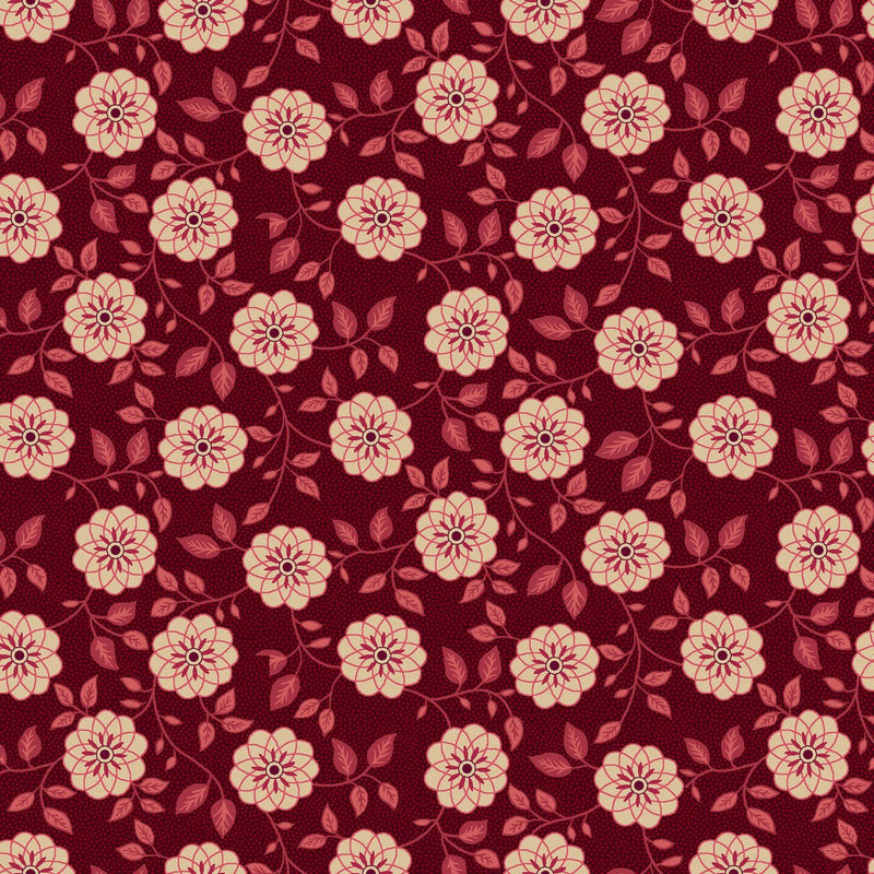 Red Bachelor Buttons Lost Gardens of Heligan Cotton 43"/44" Fabric Per Yard - Choice FabricsHEG-3592-88