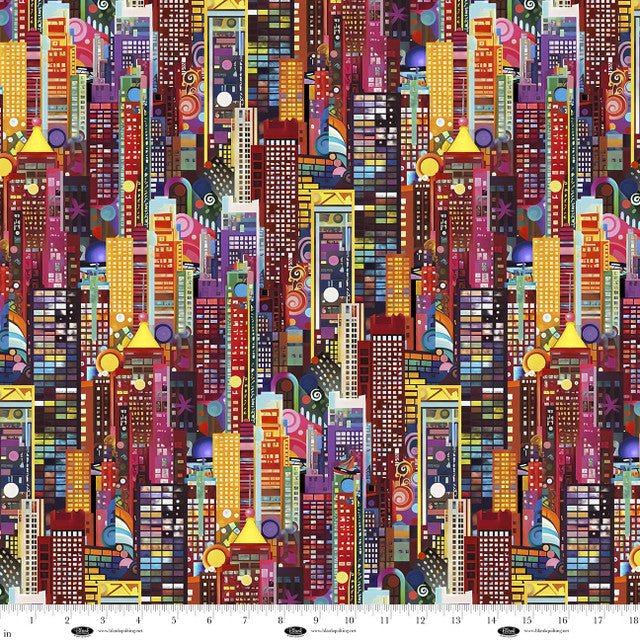 Red City Skyscrapers Metro Mirage Cotton 44"/45" Fabric Per Yard - Choice FabricsMETROMIRAGE-B-4151-88