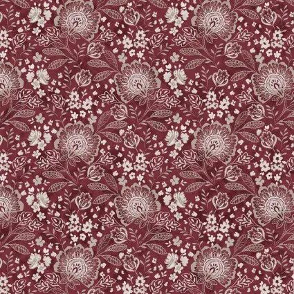 Red Jacobean Allover Elizabeth Wideback Fabric Per Yard - Choice FabricsPNBELIZ-5112-DR