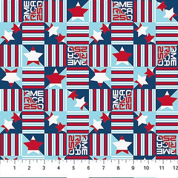 Red Multi Starstripe Block 44"/45" Cotton Fabric Per Yard - Choice Fabrics29054-24