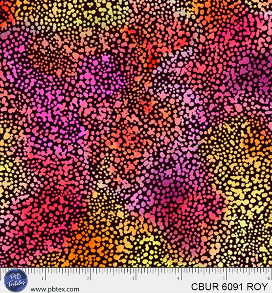 Red-Orange Yellow Dots Color Burst Cotton 44"/45" Fabric Per Yard - Choice FabricsCBUR-6091-ROY