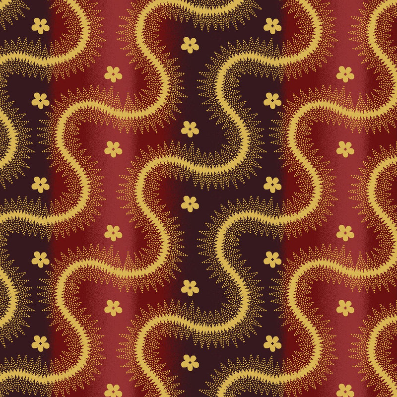 Red Serpentine Stripe Lost Gardens of Heligan Cotton 43"/44" Fabric Per Yard - Choice FabricsHEG-3589-88