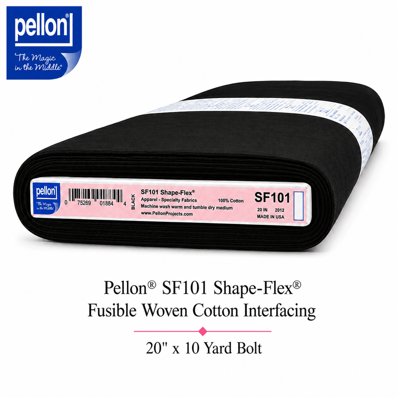 Pellon® SF101 Shape-Flex® Fusible Woven Cotton Interfacing – 20" x 10 Yard Bolt (Black) - Choice FabricsDSSF101BLK-2010BOLT