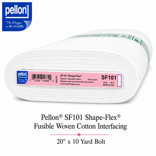 Pellon® SF101 Shape-Flex® Fusible Woven Cotton Interfacing – 20" x 10 Yard Bolt (White) - Choice FabricsDSSF101-2010BOLT
