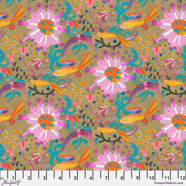 SM Goldfish Star Gold Colori Cotton 44"/45" Fabric Per Yard - Choice FabricsPWES042.GOLD