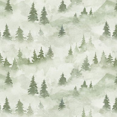 Sage Misty Trees Medium Valley View Cotton 43"/44" Fabric Per Yard - Choice FabricsHEG-2248-61
