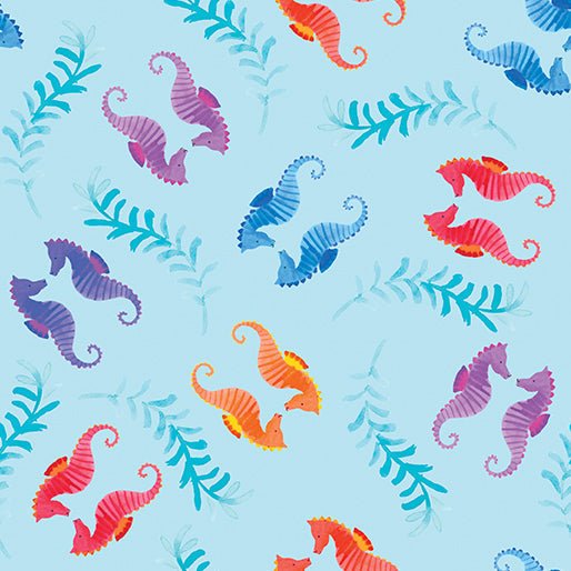 Seahorses Light Blue Cotton 44"/45" Fabric Per Yard - Choice Fabrics15058-51