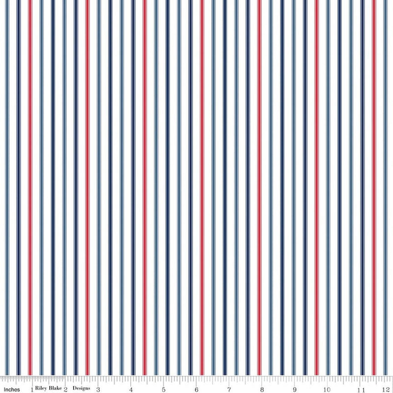 Seasonal Basics Ticking Stripe Patriotic 44"/45" Cotton Fabric Per Yard - Choice FabricsC775-PATRIOTIC
