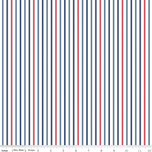 Seasonal Basics Ticking Stripe Patriotic 44"/45" Cotton Fabric Per Yard - Choice FabricsC775-PATRIOTIC