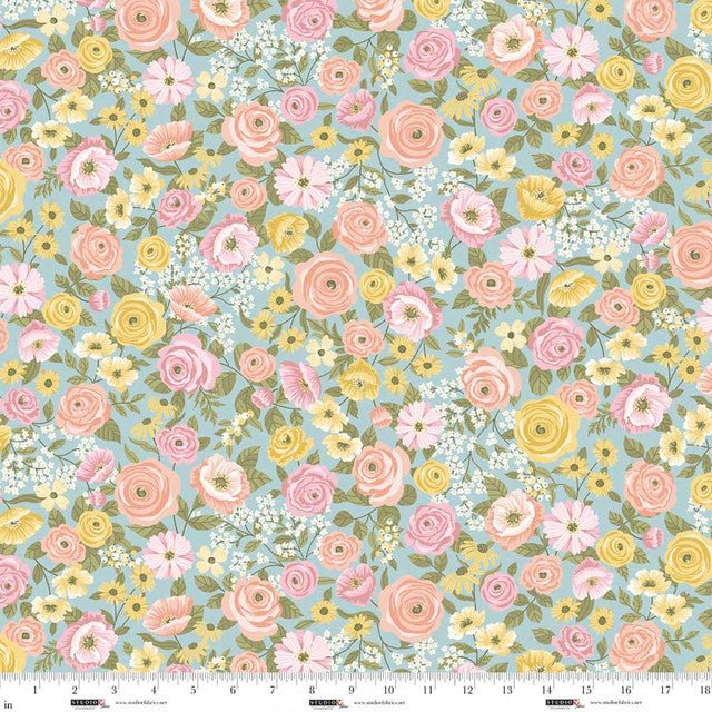 Serene Blue Multi Floral Layla 44"/45" Cotton Fabric per Yard - Choice Fabrics9010-17