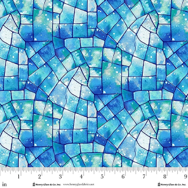 Sky Blue Kaleidoscope Stained Glass Cotton Wideback Fabric Per Yard - Choice FabricsKALEISDOSC108-2178-77