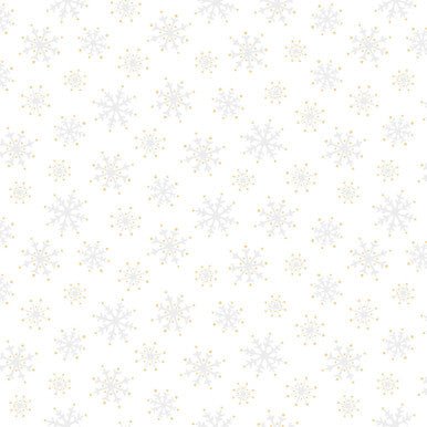 Snowflakes Metallic White Gold Merry Mix 43"/44" Cotton Fabric Per Yard - Choice FabricsMASM11115-W