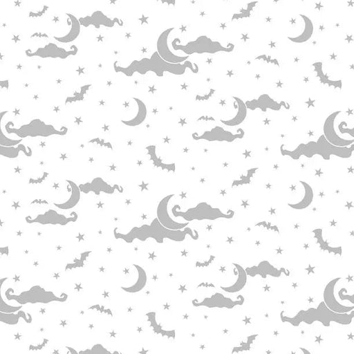 Spooky Spectacle - Moon and Stars All Over White on White Cotton 44"/45" Fabric Per Yard - Choice Fabrics1817-39182-100
