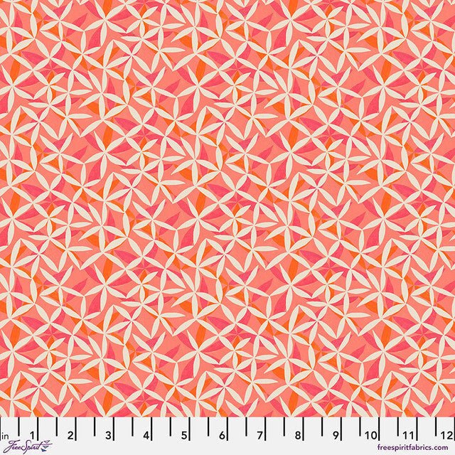 Star Flower Dance Coral Flourish And Bloom 44"/45" Cotton Fabric Per Yard - Choice FabricsPWHP003.CORAL