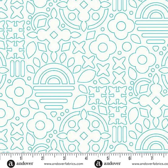 Sun Print Whisper Teal Stencil 44"/45" Fabric Per Yard - Choice FabricsA-1556-T