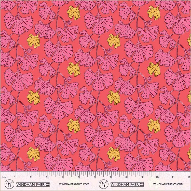 Sunshine Ginkgo Guava High Density Cotton 44"/45" Fabric Per Yard - Choice Fabrics54978D-9